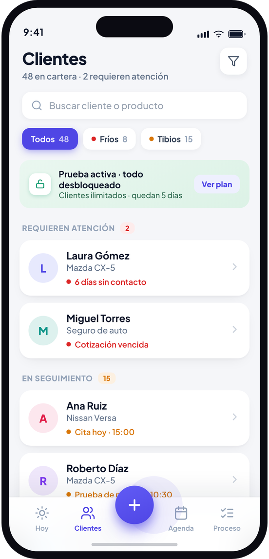Cartera de clientes con semáforo