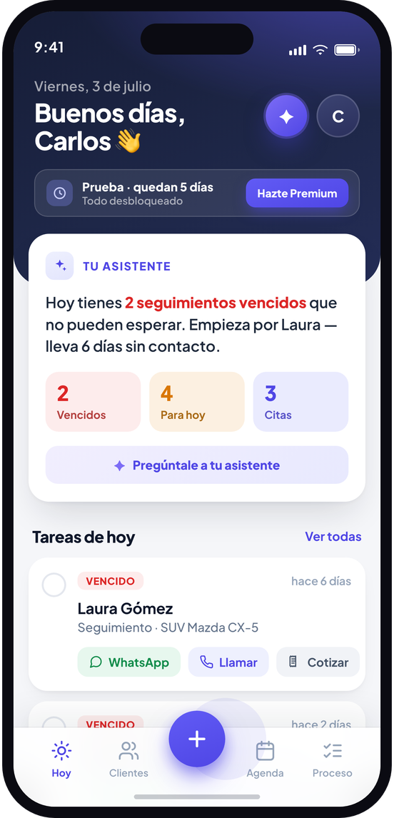 Pantalla de inicio de Vendedor Inteligente